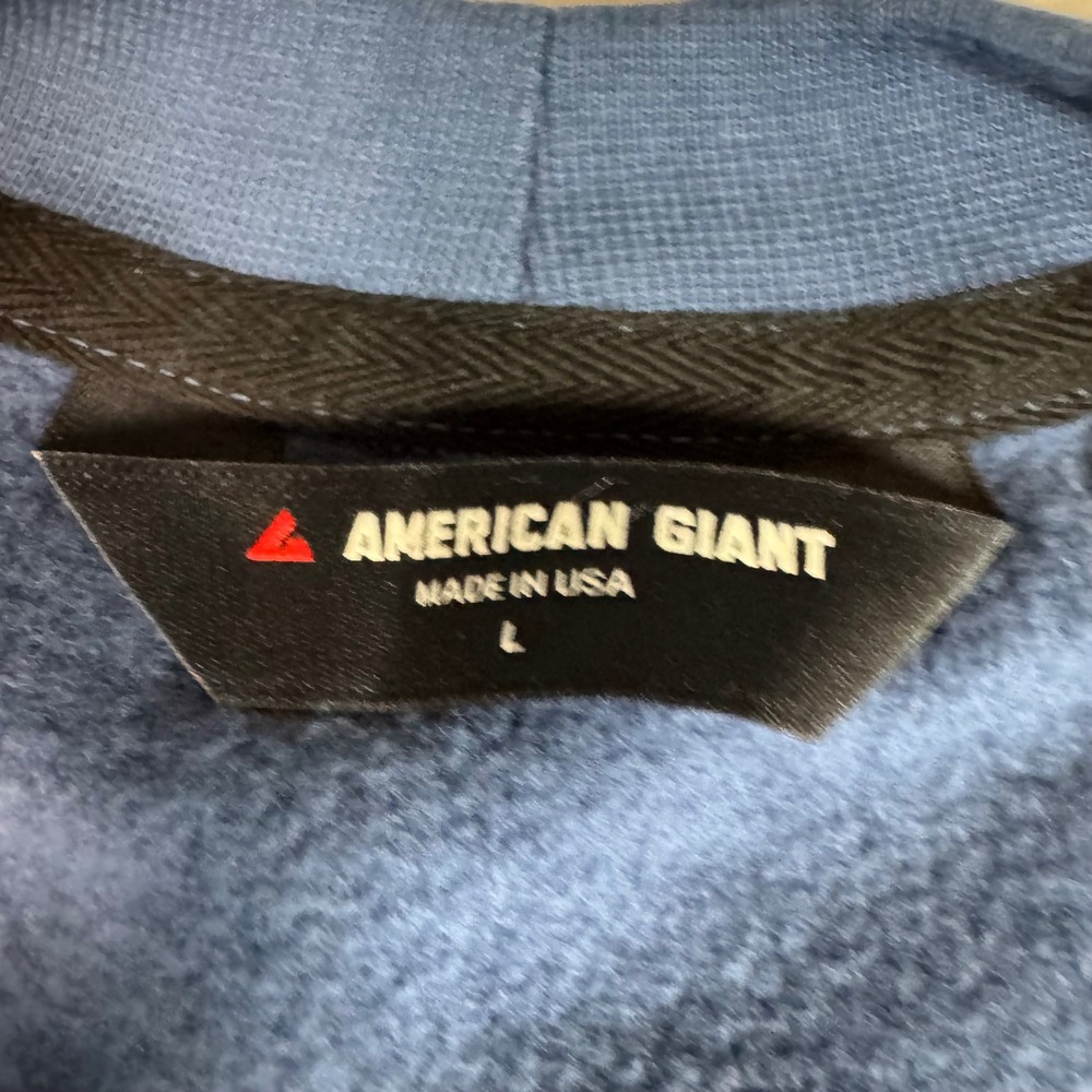 NWOT American Giant Men Midweight Snap Henley Pullover Sweatshirt L Blue Fleece - Picture 4 of 11